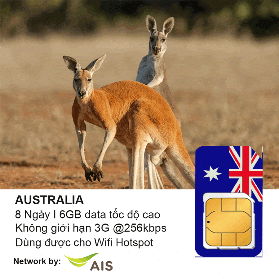 Sim du lịch Úc 10 ngày 6GB