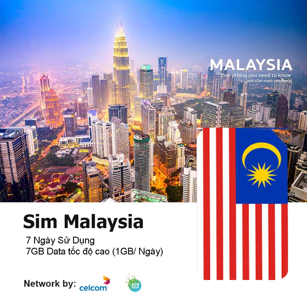 Sim Du Lịch Malaysia 7 Ngày 7GB Data Tốc Độ Cao
