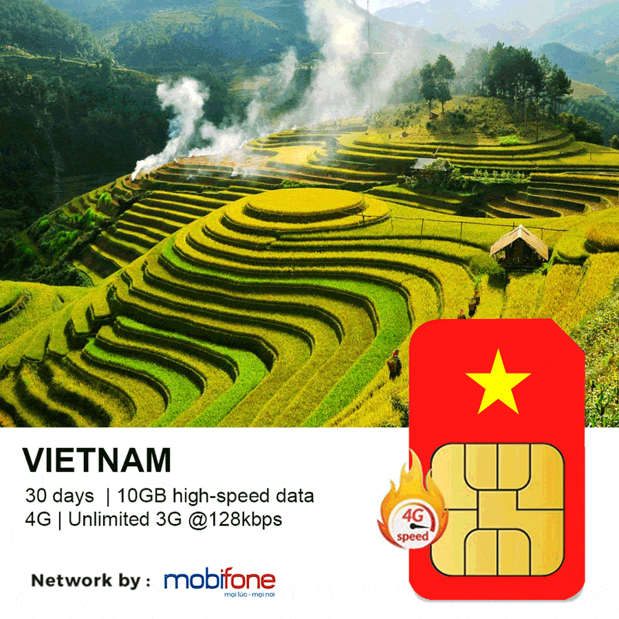 Vietnam Travel Sim 30 Days 10GB Unlimited Data