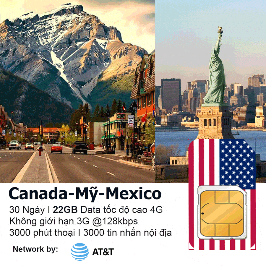 Sim du lịch Mỹ Canada Mexico
