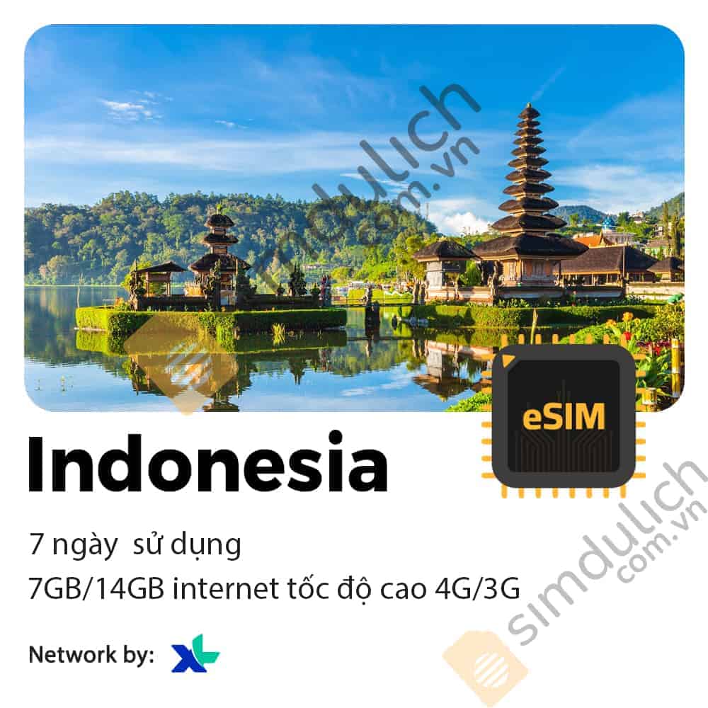 eSIM Du Lịch Indonesia 7 Ngày 7GB/14GB Data Tốc Độ Cao