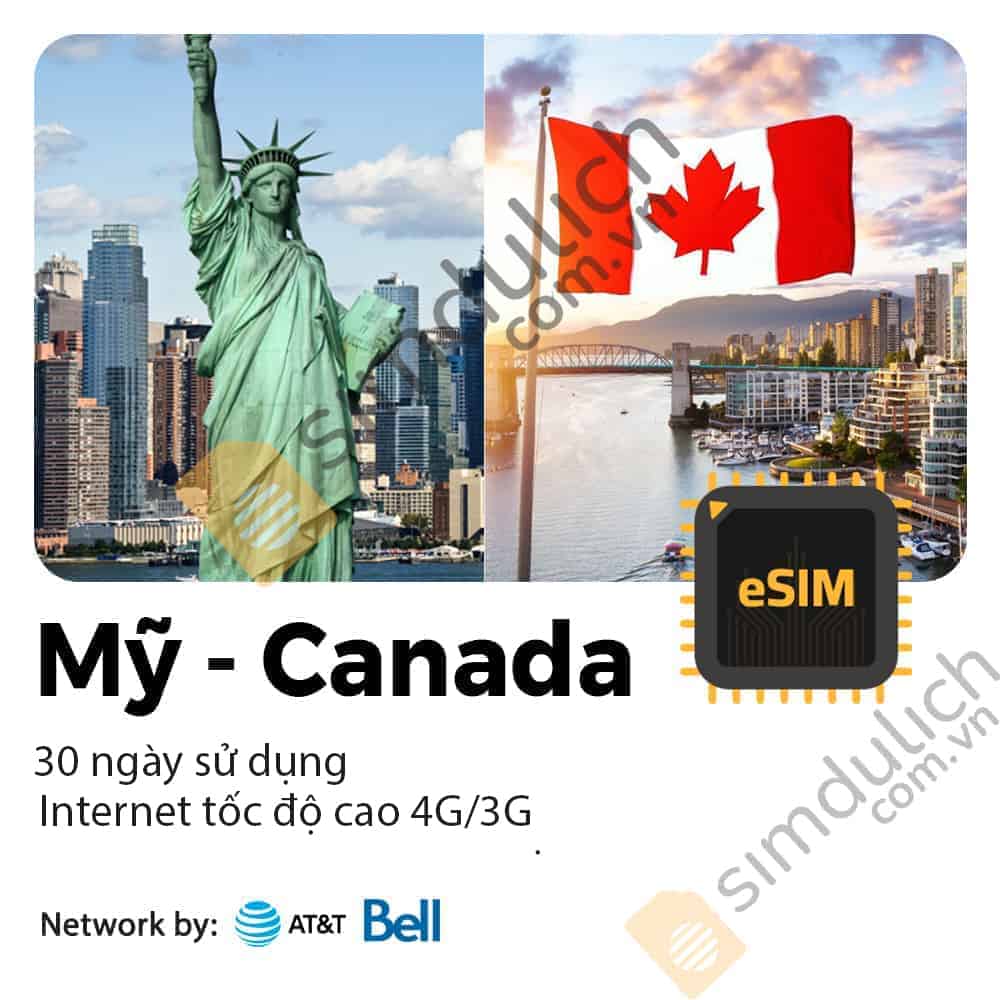 eSIM Mỹ Canada 30 ngày 30GB Data