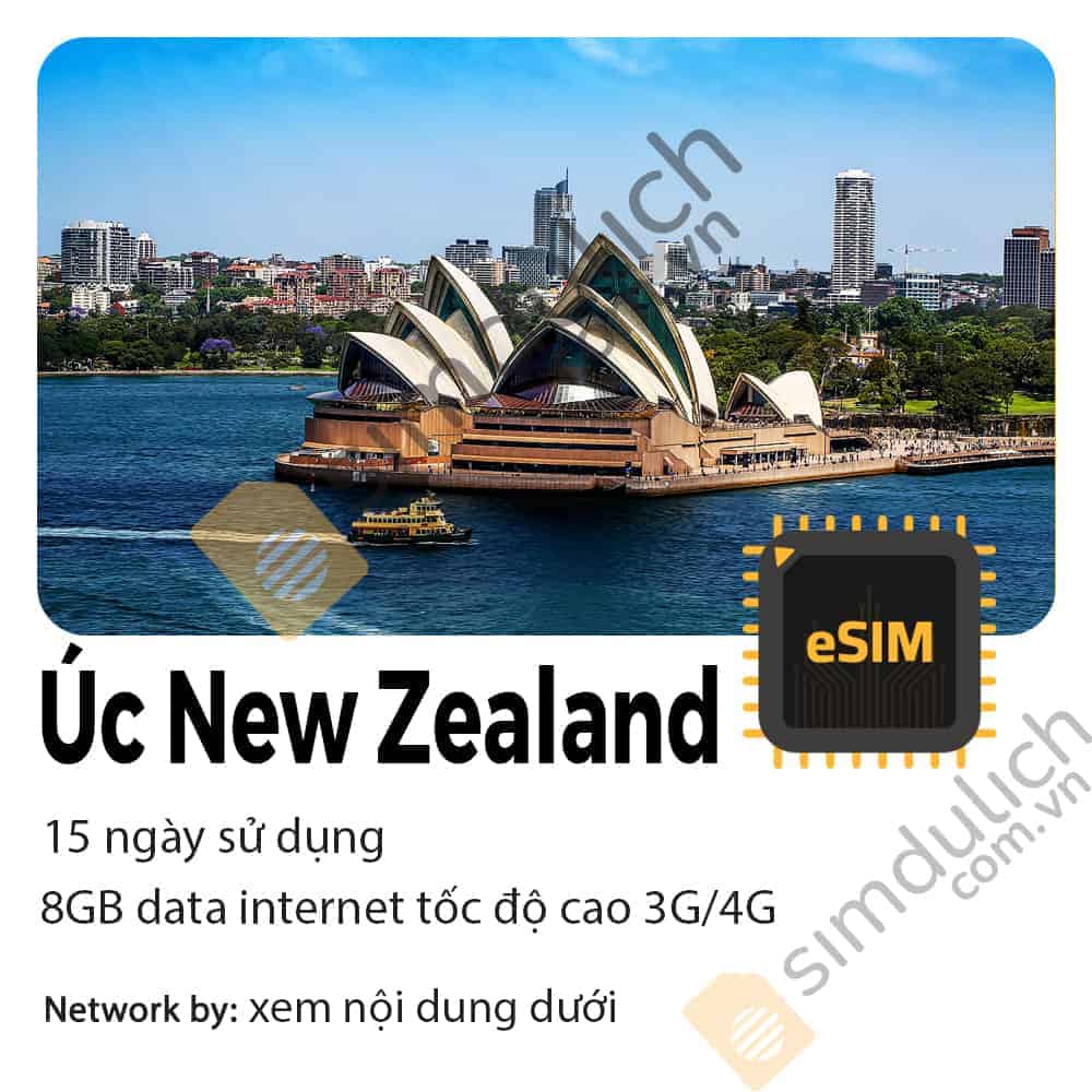 eSIM Du Lịch Úc New Zealand 15 Ngày 8GB