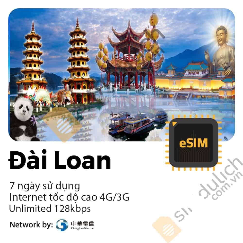 eSim Du Lịch Đài Loan 7 Ngày 10GB/ 20GB Data Tốc Độ Cao