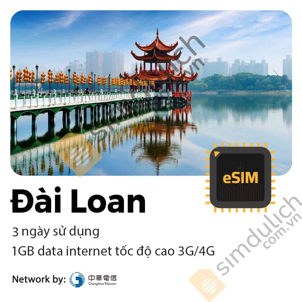 eSIM du lịch Đài Loan 3 Ngày 1GB Data - Gói Dùng thử