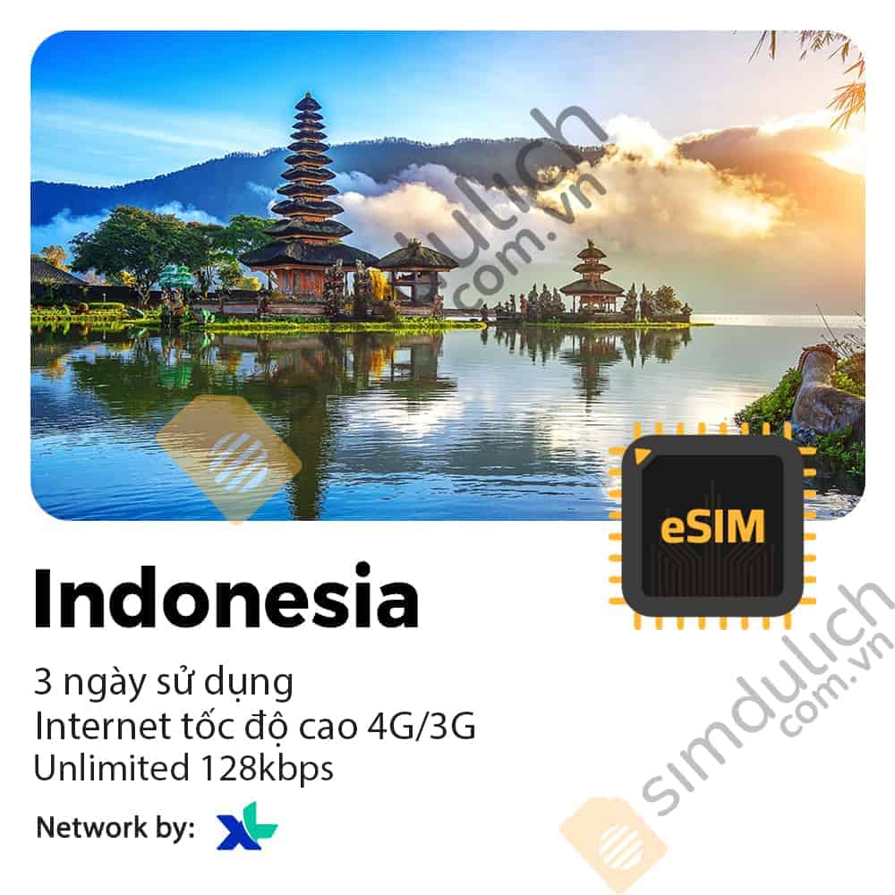 eSIM Du Lịch Indonesia 3 Ngày 1GB tới 5GB Data
