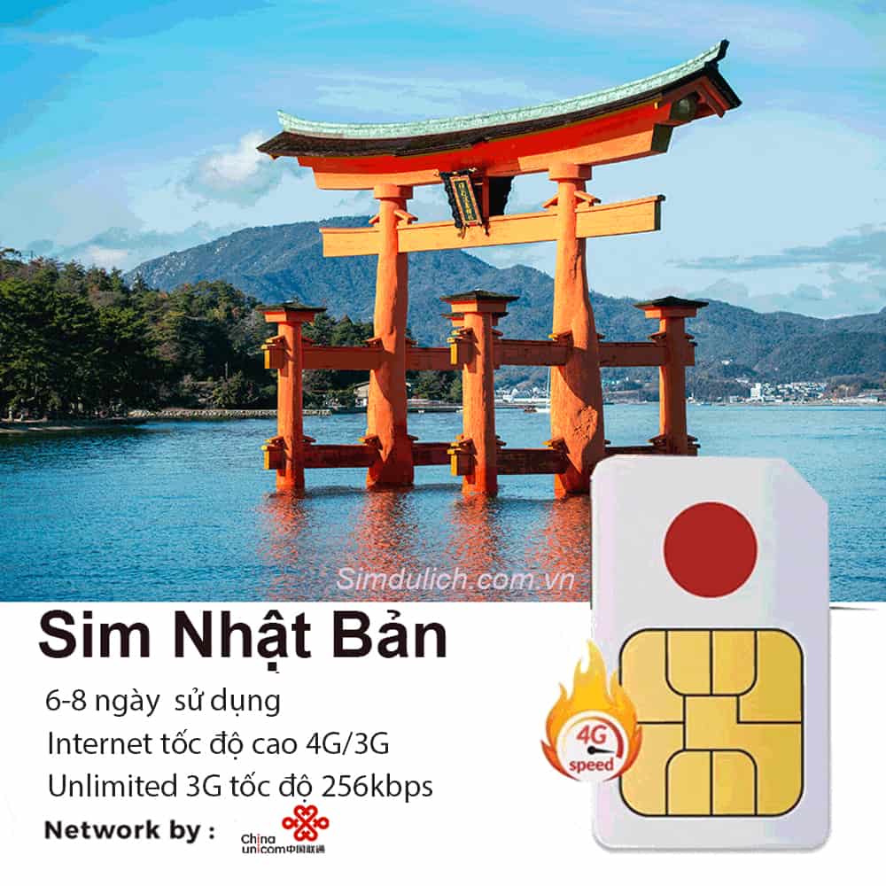 Sim du lịch Nhật Bản 6-8 ngày 6GB Data có Thoại