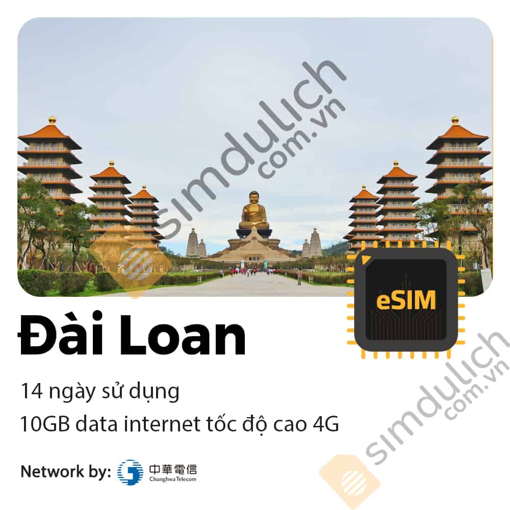 eSIM Du Lịch Đài Loan 14 Ngày 10GB Data 4G Tốc Độ Cao