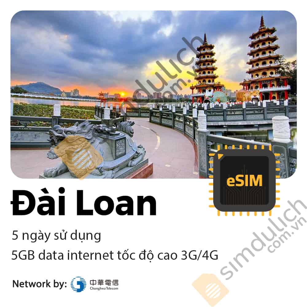 eSIM Du Lịch Đài Loan 5 Ngày 5GB