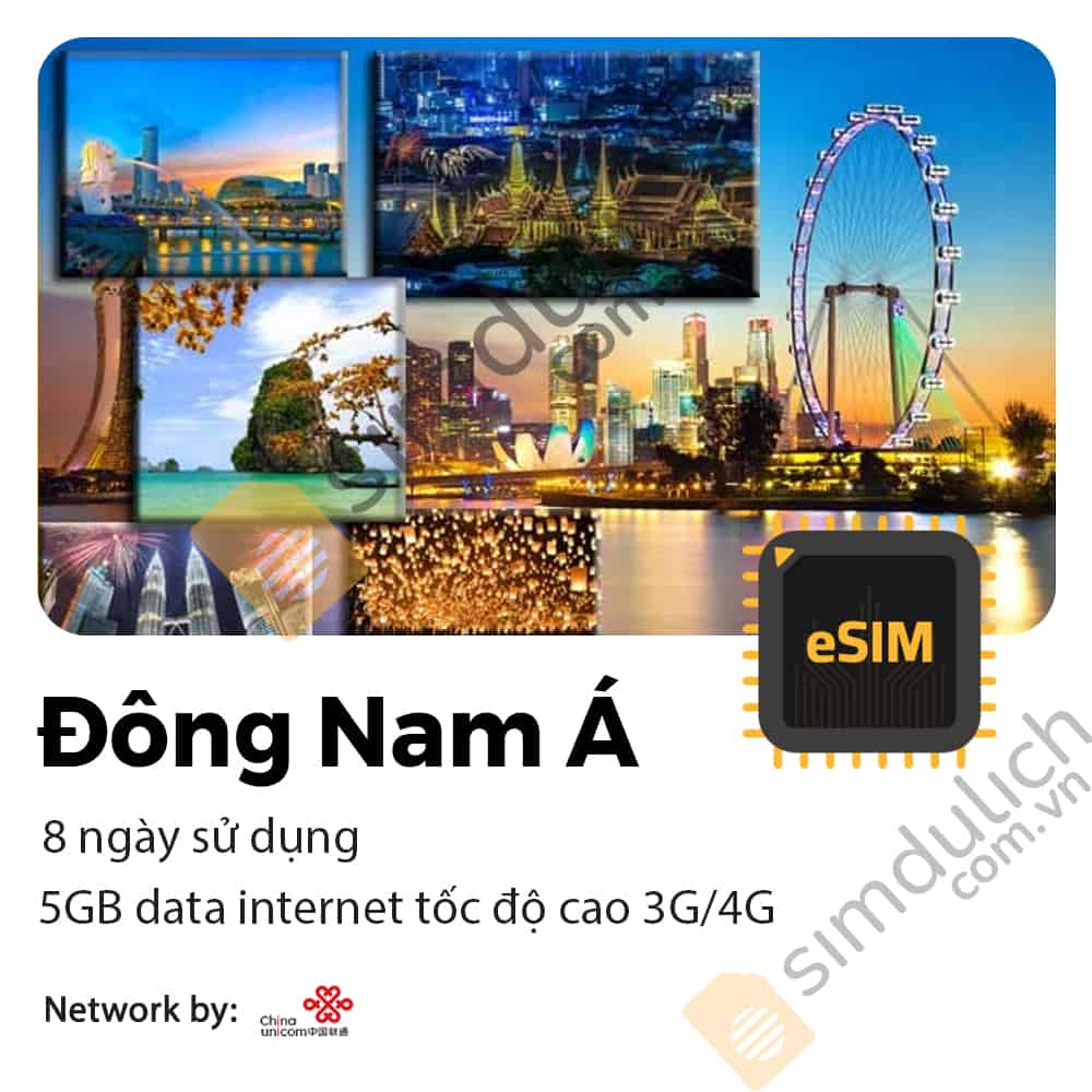 eSim Du Lịch Đông Nam Á 8 Ngày 5GB