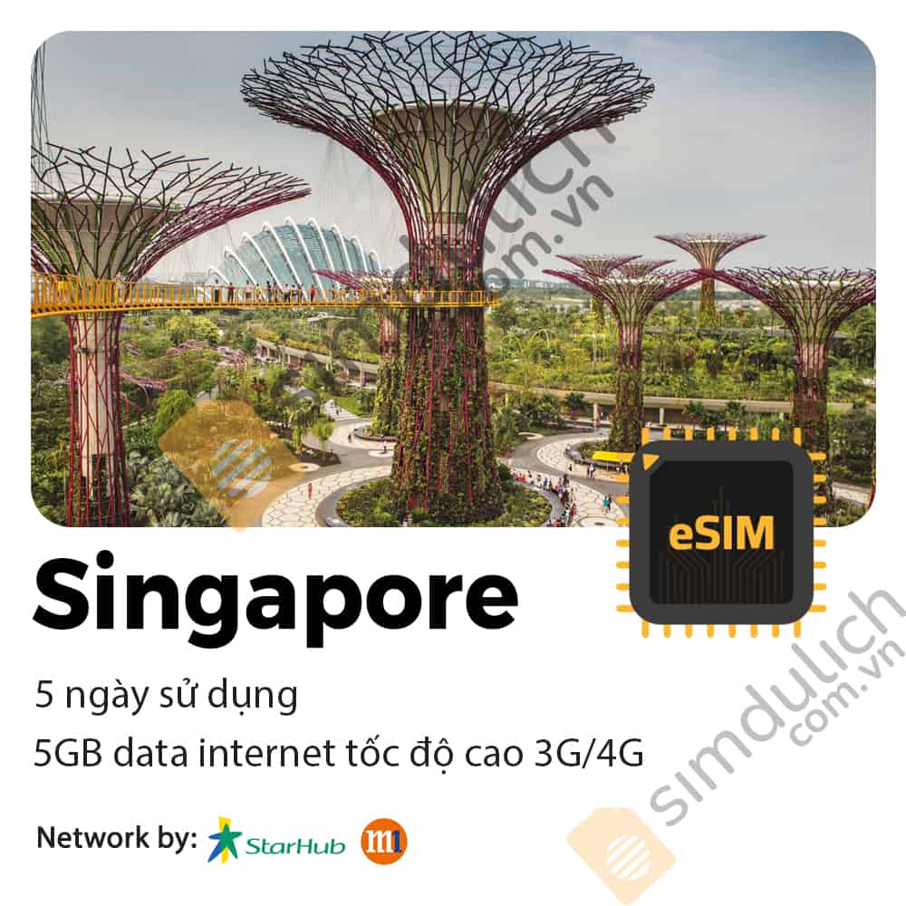 eSIM Du Lịch Singapore 5 Ngày 5GB Data Tốc Độ Cao