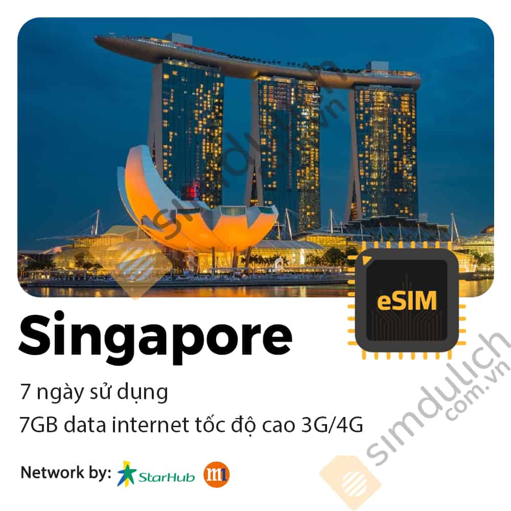 eSIM Du Lịch Singapore 7 Ngày 7GB Data Tốc Độ Cao