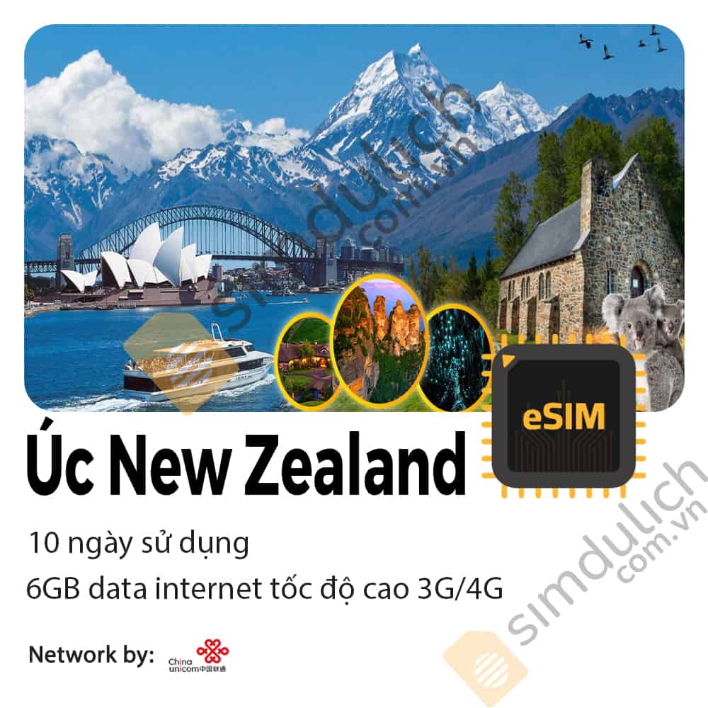 eSIM Du Lịch Úc New Zealand 10 Ngày 6GB