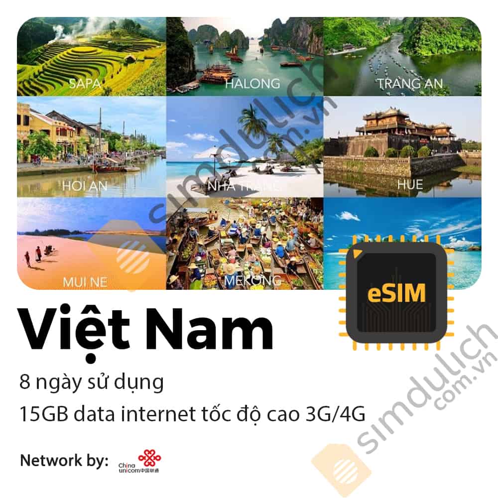 eSIM Du Lịch Việt Nam 8 Ngày 15GB