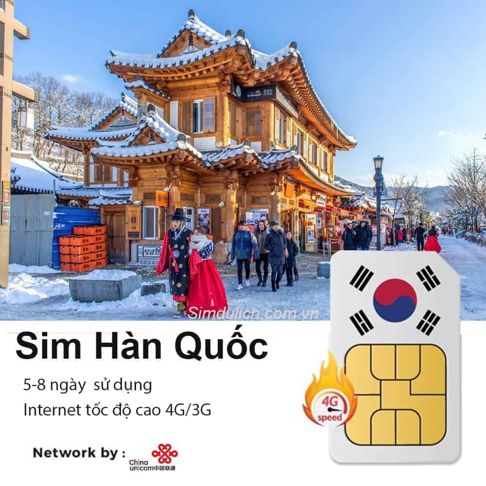 Sim du lịch Hàn Quốc 5-8 ngày 10GB -20GB Data có Thoại