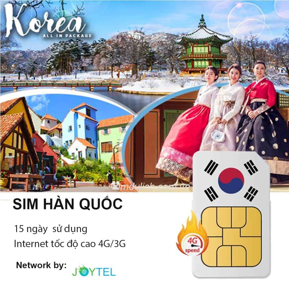 Sim du lịch Hàn Quốc 15 ngày 10GB - 20GB