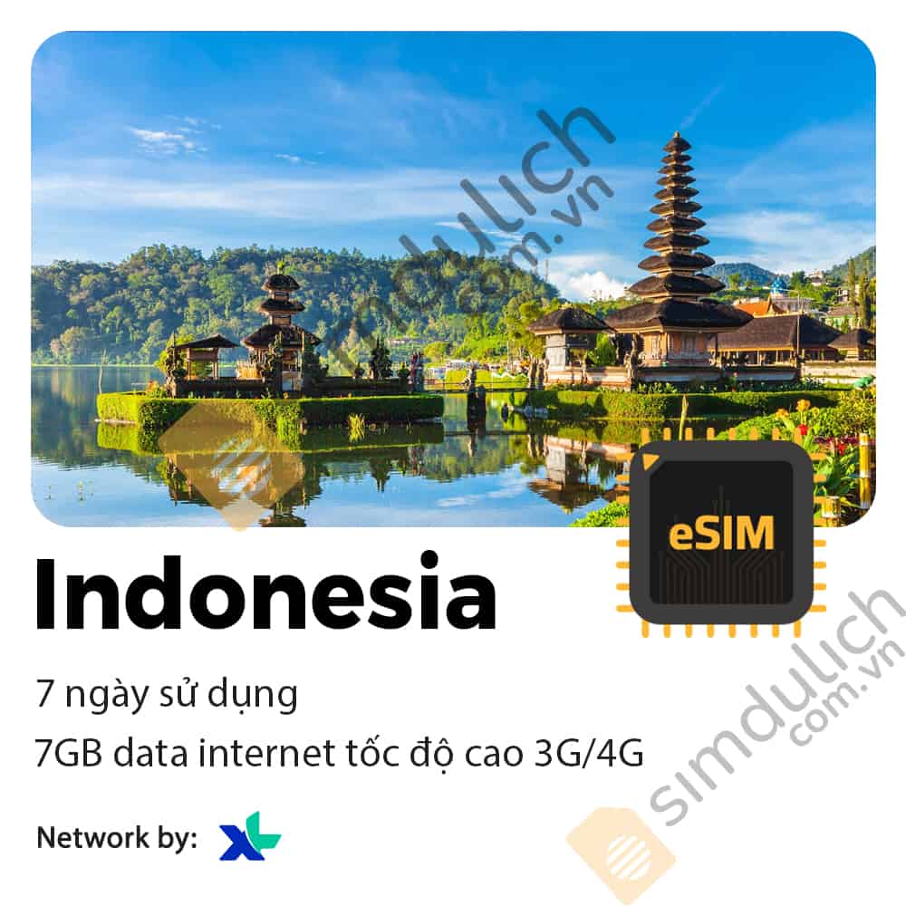 eSIM Du Lịch Indonesia 7 Ngày 7GB Data Tốc Độ Cao
