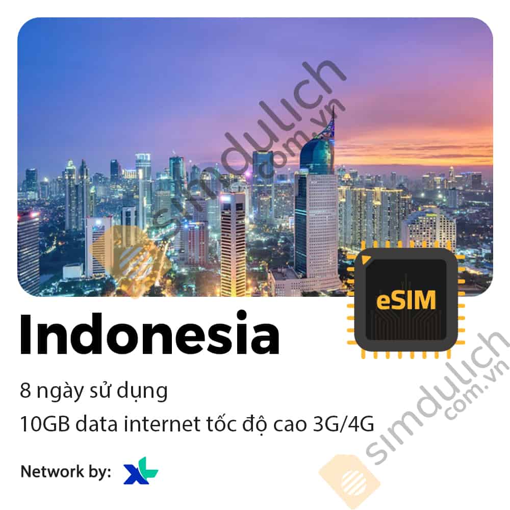 eSIM Du Lịch Indonesia 8 Ngày 10GB Data Tốc Độ Cao