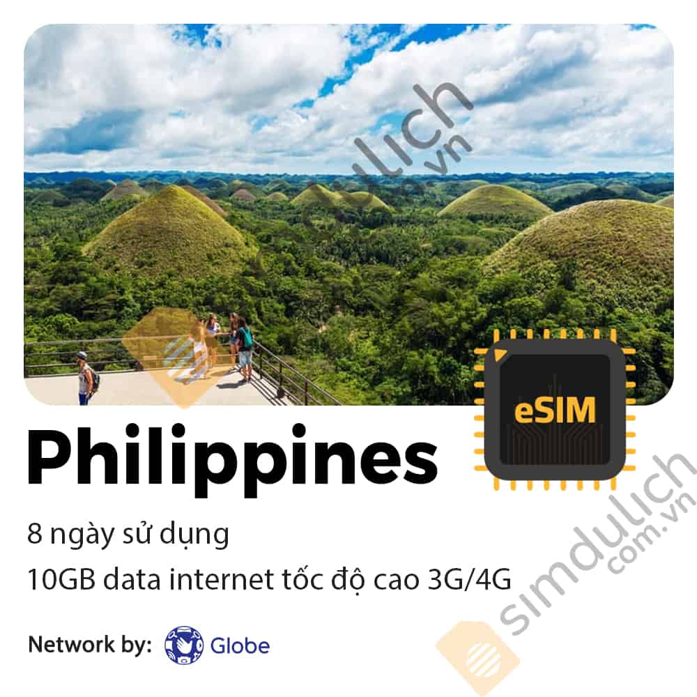 eSIM Du Lịch Philippines 8 Ngày 10GB Data Tốc Độ Cao
