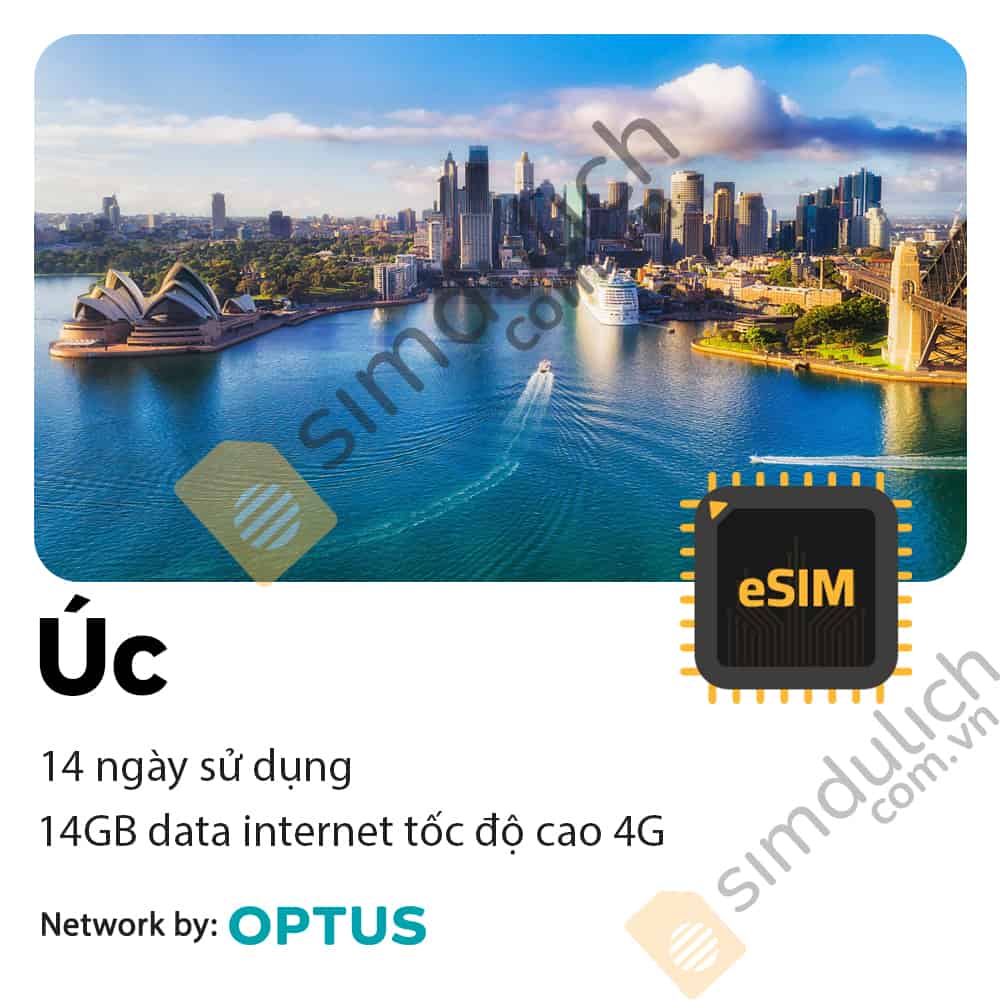 eSIM Du Lịch Úc 14 Ngày 14GB Data Tốc Độ Cao