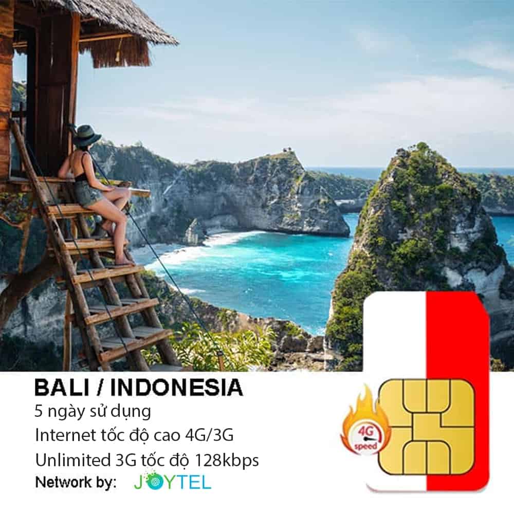 Sim du lịch Indonesia 5 ngày 5GB/10GB/ 15GB Data