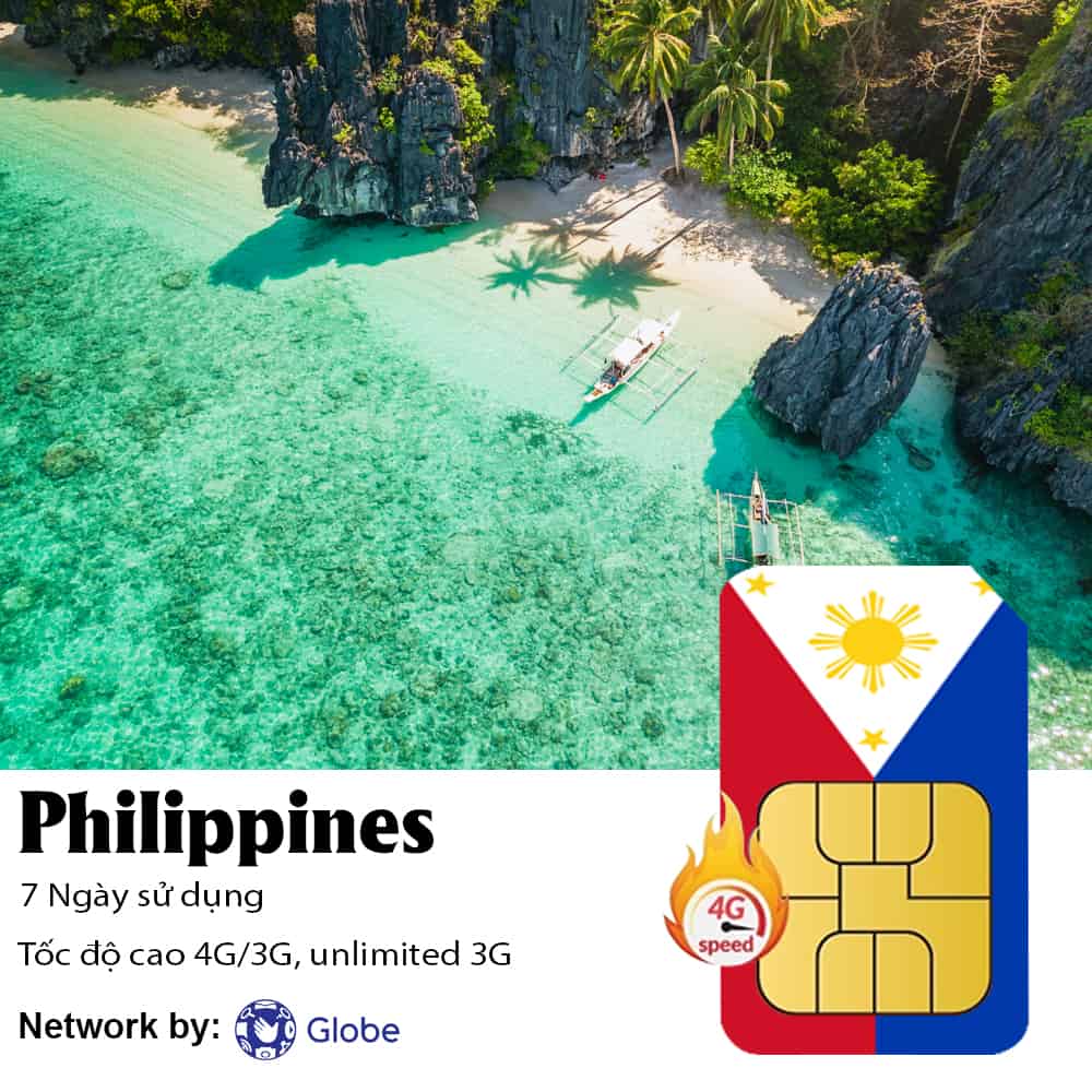Sim du lịch Philippines 7 ngày 7GB - 14GB Data