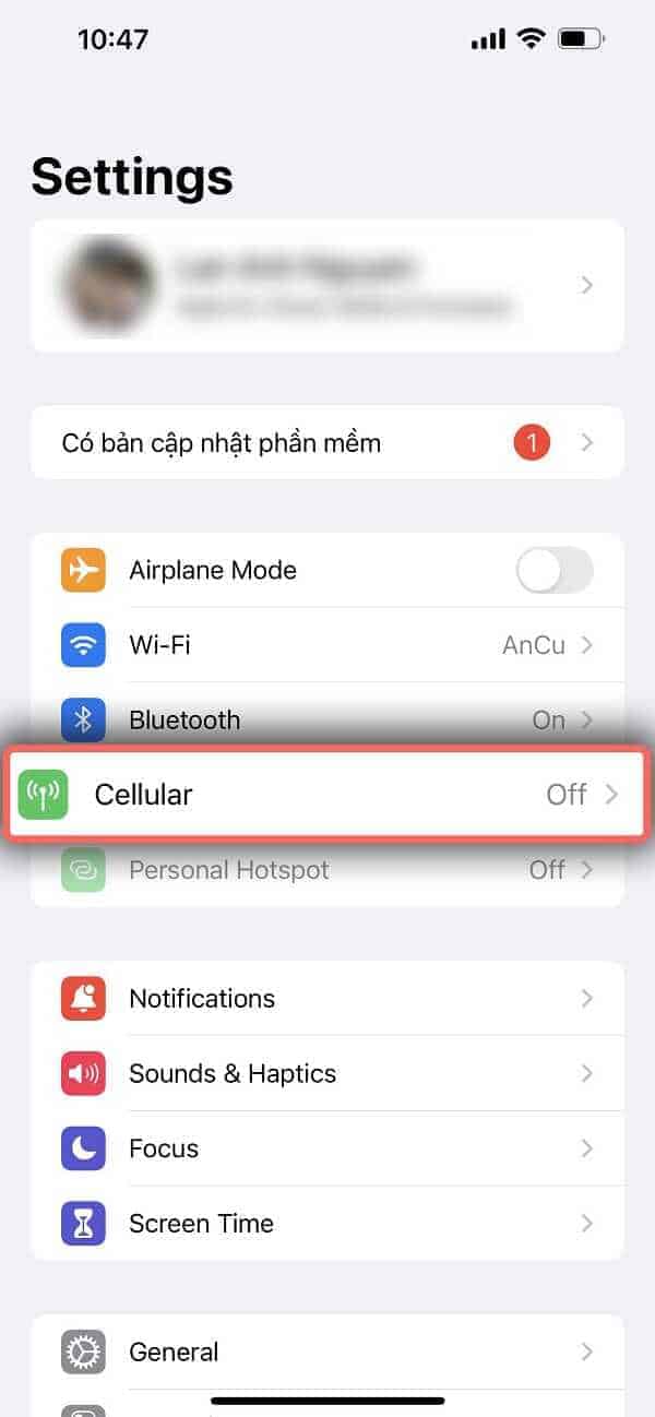 Chọn dữ liệu di động/di động