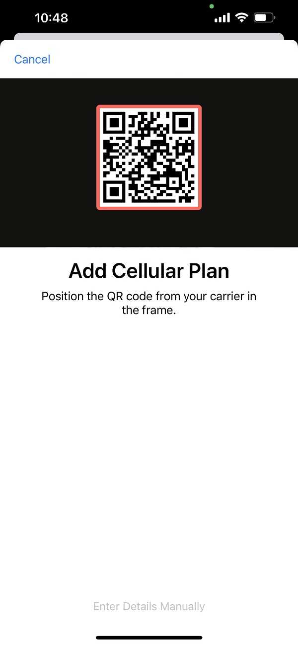 Quét mã QR ESIM