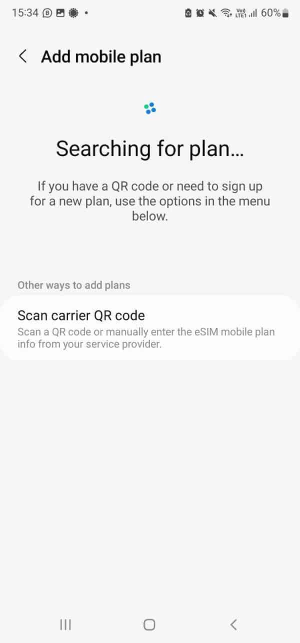 Scan Carrier QR mã để quét mã ESIM QR