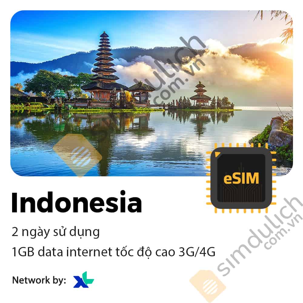 eSIM Du Lịch Indonesia gói dùng thử 2 ngày 1GB Data
