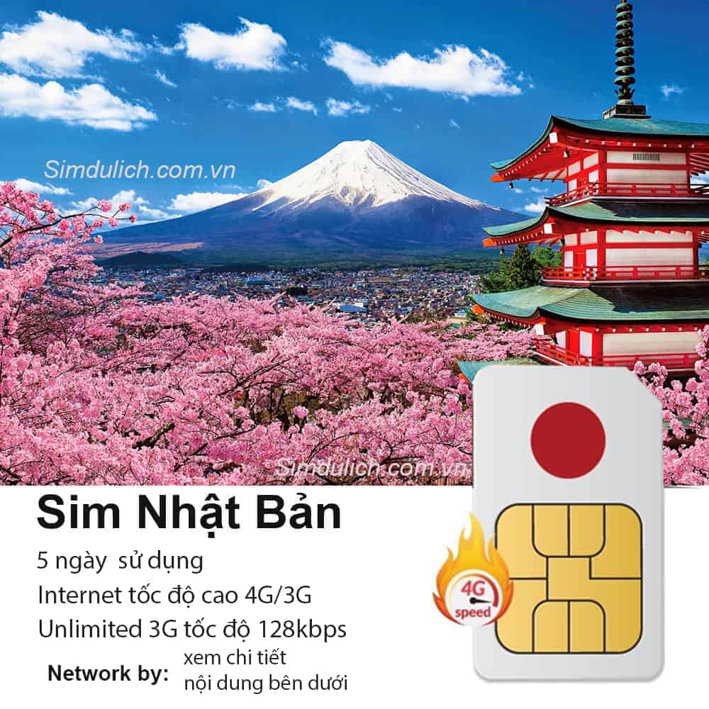 Sim du lịch Nhật Bản 5 ngày 5GB - 15GB Data