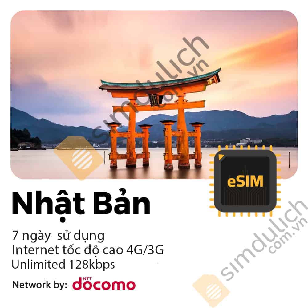 eSIM du lịch Nhật Bản 7 ngày 8GB tới 15GB Data