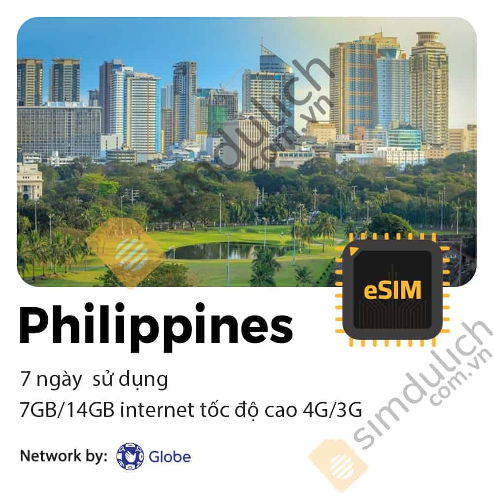 eSIM du lịch Philippines 7 ngày 7GB - 14GB Data