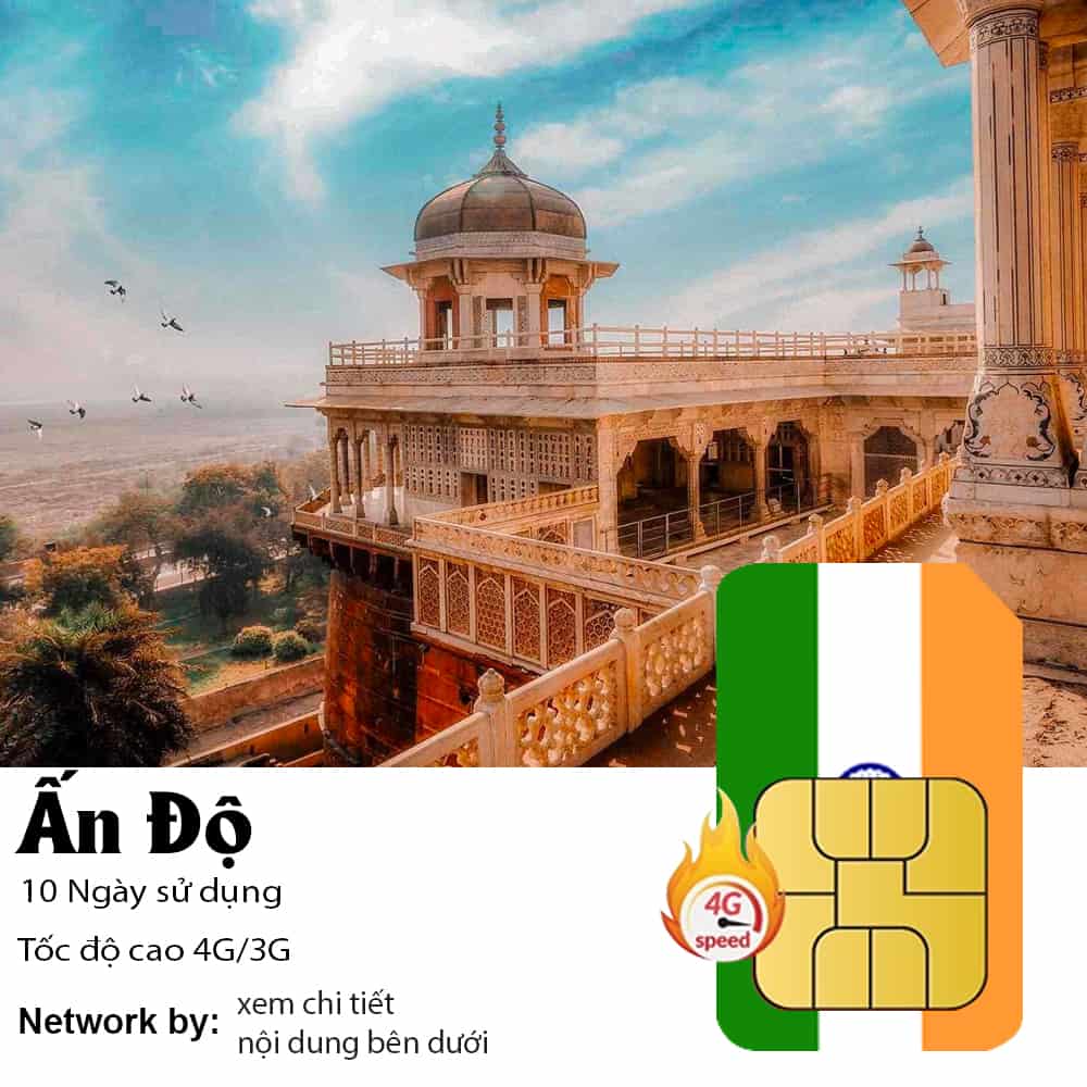 Sim du lịch Ấn Độ 10 ngày 5GB/ 10GB Data