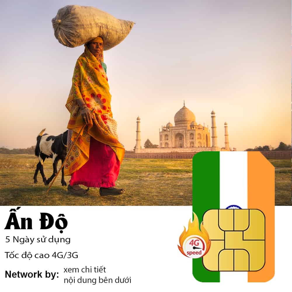 Sim du lịch Ấn Độ 5 ngày 3GB/ 5GB Data
