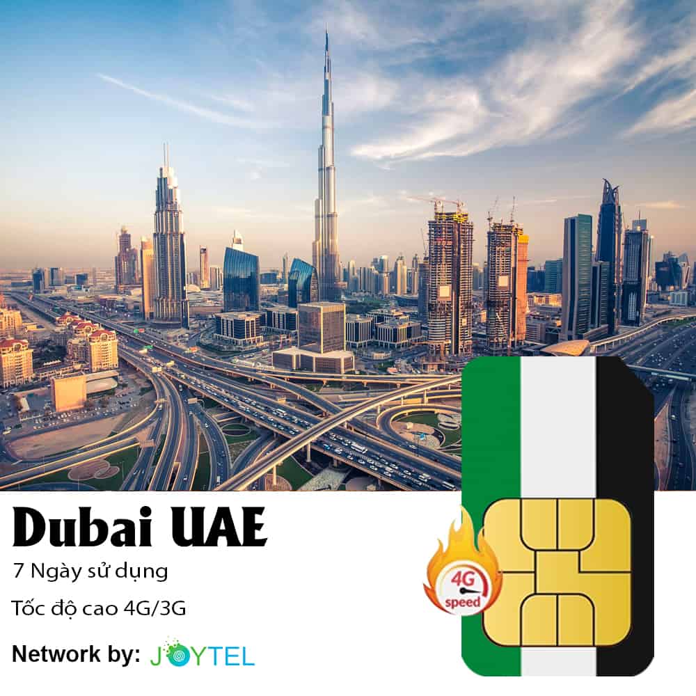 Sim du lịch Dubai UAE 7 ngày 2GB/3GB Data