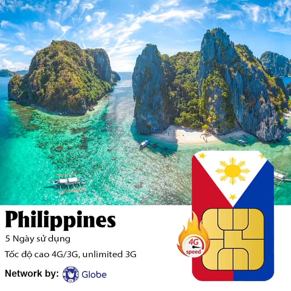 Sim du lịch Philippines 5 ngày 5GB - 10GB Data