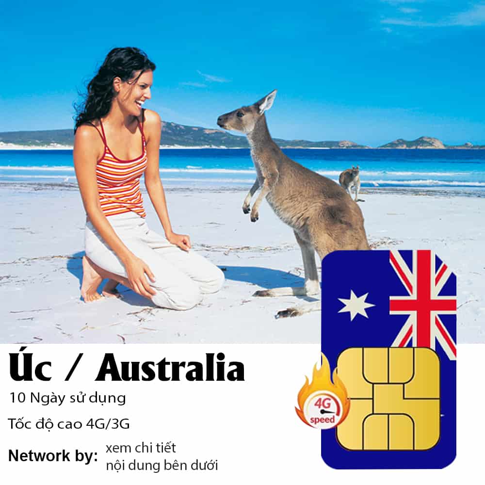 Sim du lịch Úc 10 ngày 5GB/ 10GB Data
