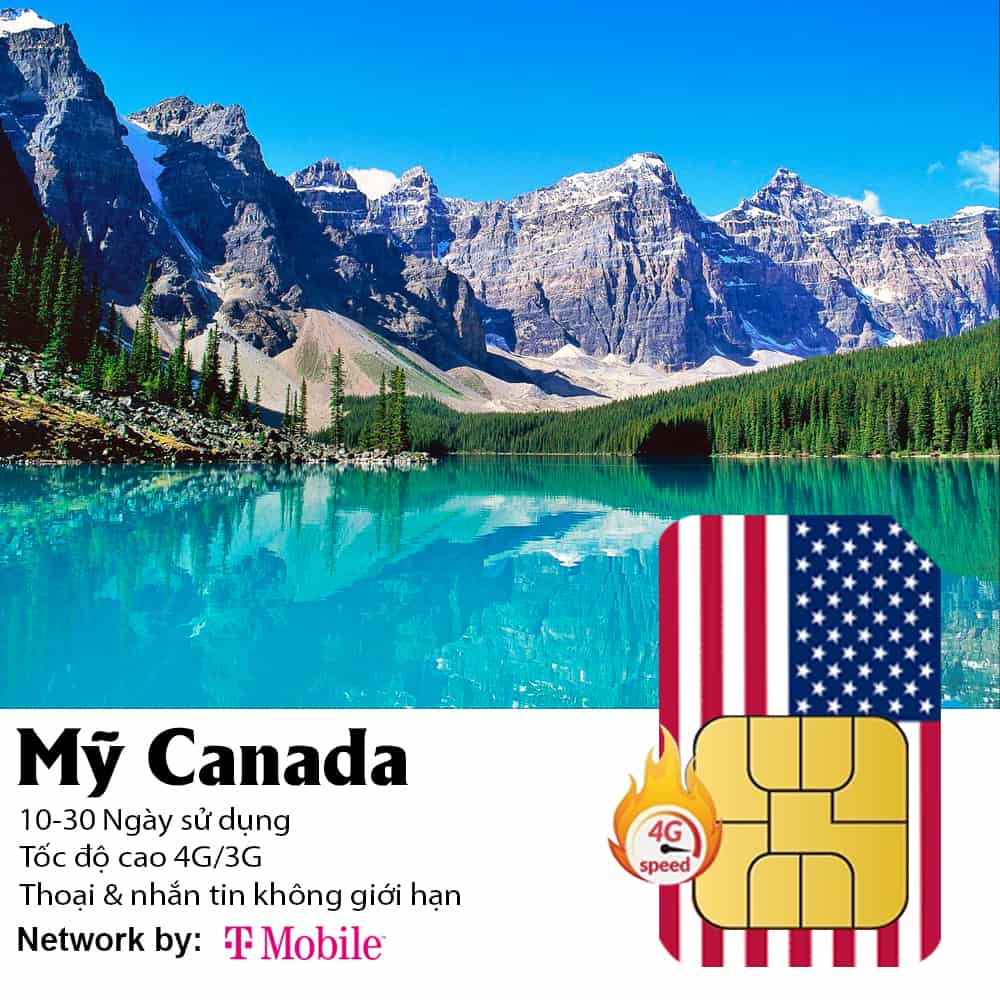 Sim local Mỹ Canada 10-30 ngày 100GB - 300GB Thoại & nhắn tin không giới hạn