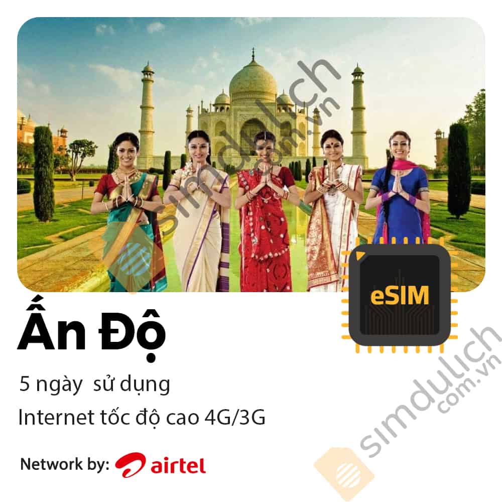 eSIM du lịch Ấn Độ 5 ngày 3GB – 10GB Data