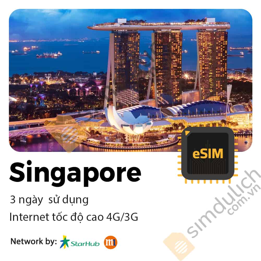 eSIM Du Lịch Singapore 3 Ngày 1GB tới 5GB Data