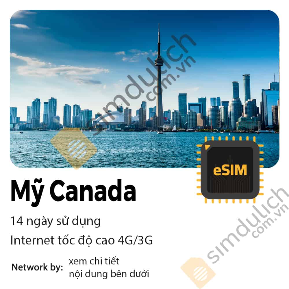 eSIM du lịch Mỹ Canada 14 ngày 14GB Data