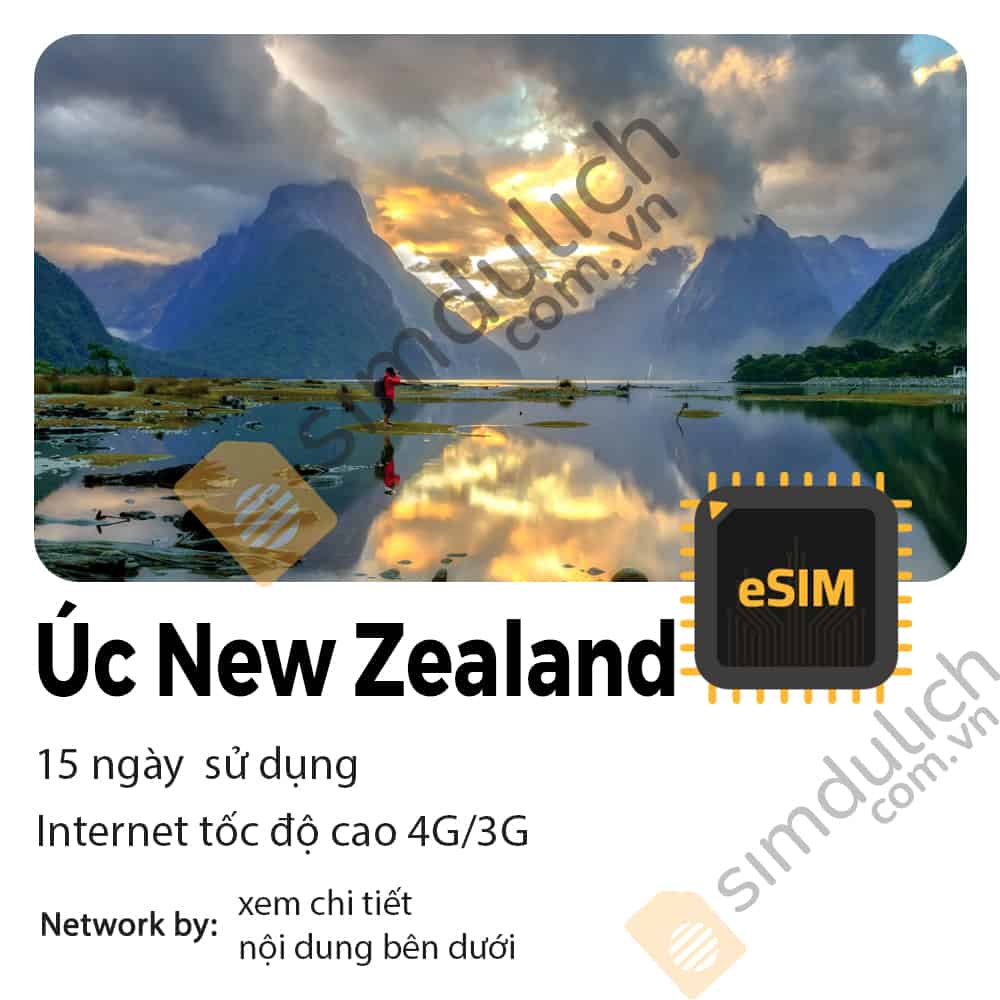 eSIM Du Lịch Úc New Zealand 15 Ngày 10GB tới 20GB Data
