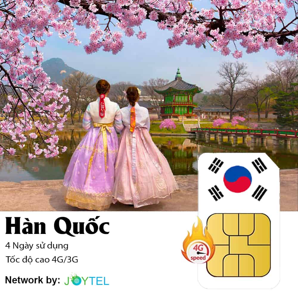 Sim du lịch Hàn Quốc 4 ngày 4GB - 12GB Data