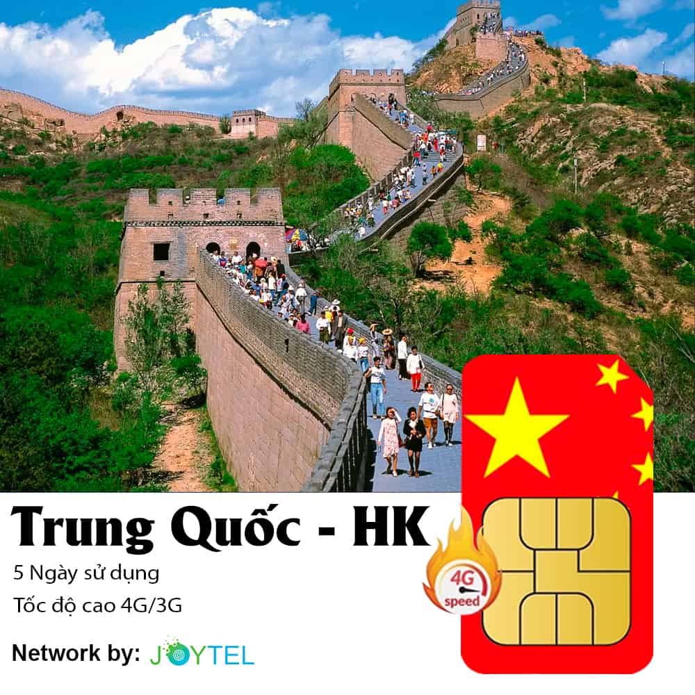 Sim du lịch Trung Quốc 5 ngày 10GB tới 15GB data
