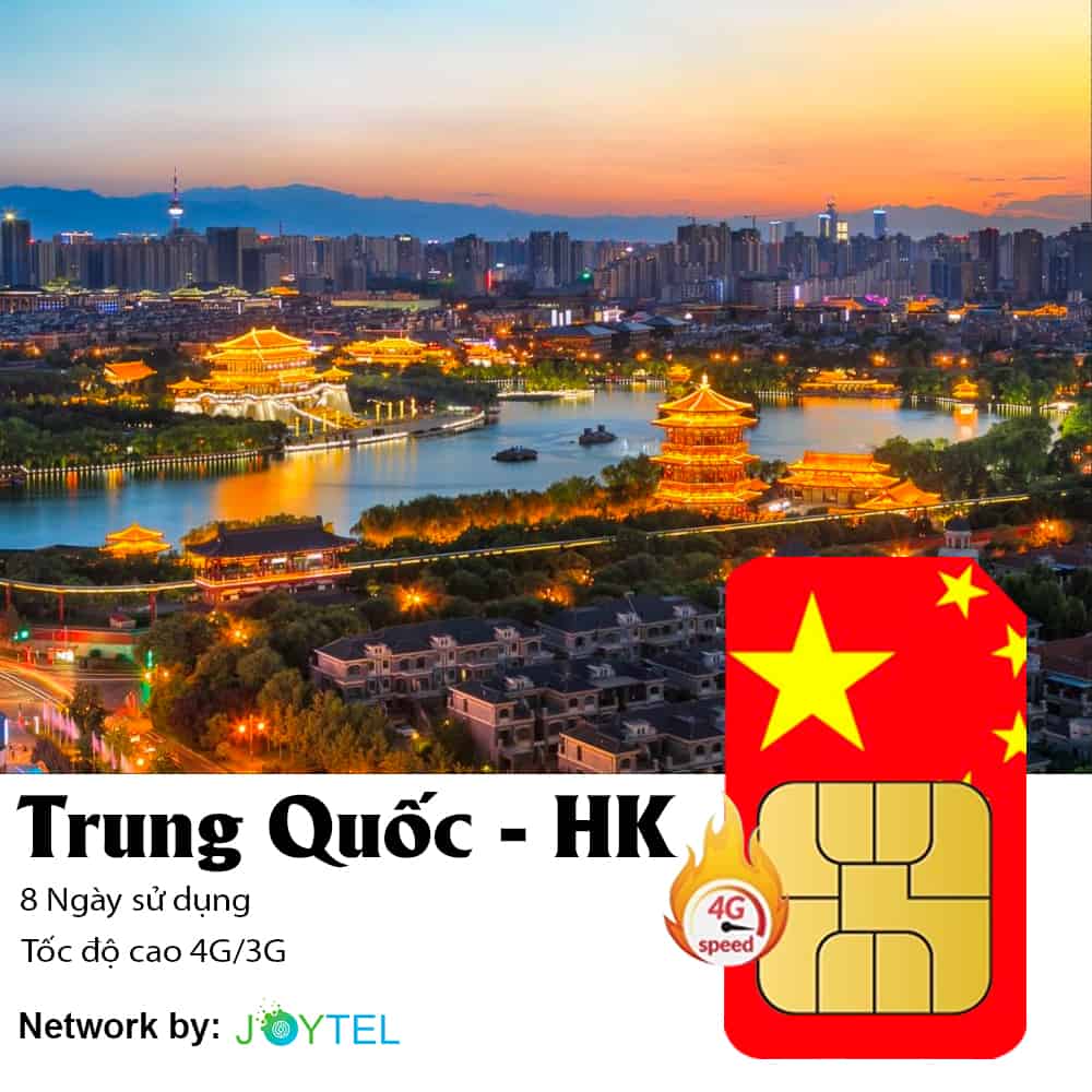 Sim du lịch Trung Quốc 8 ngày 5GB data tốc độ cao