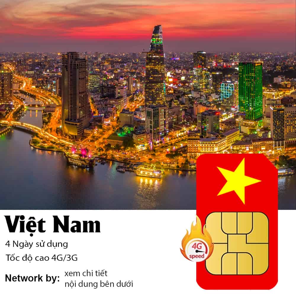 Sim Du Lịch Việt Nam 4 Ngày 4GB/ 8GB/ 12GB Data